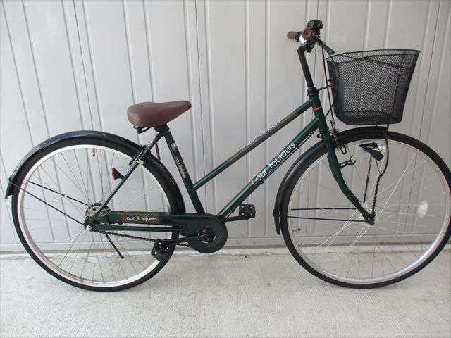 F427★整備済み★完成車発送★中古シティ自転車【　27インチ　軽快車　グリーン 】