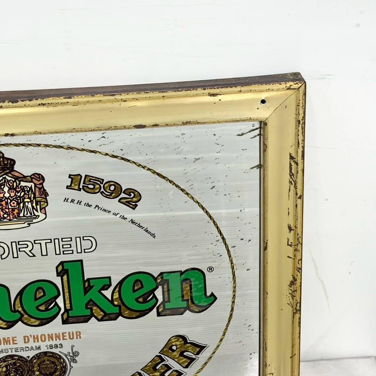 パブミラー Be-1 壁掛け 鏡 ヴィンテージ 80年代 昭和レトロ ヴィンテージ パブミラー Heineken ハイネケン Brytone Mechanical