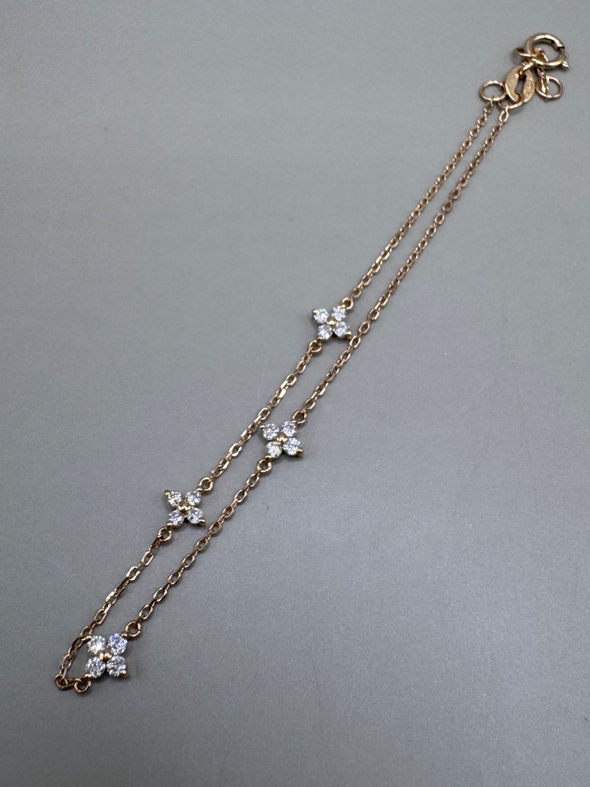 K18YG 天然ダイヤモンド四葉草ブレスレット0.28ct
