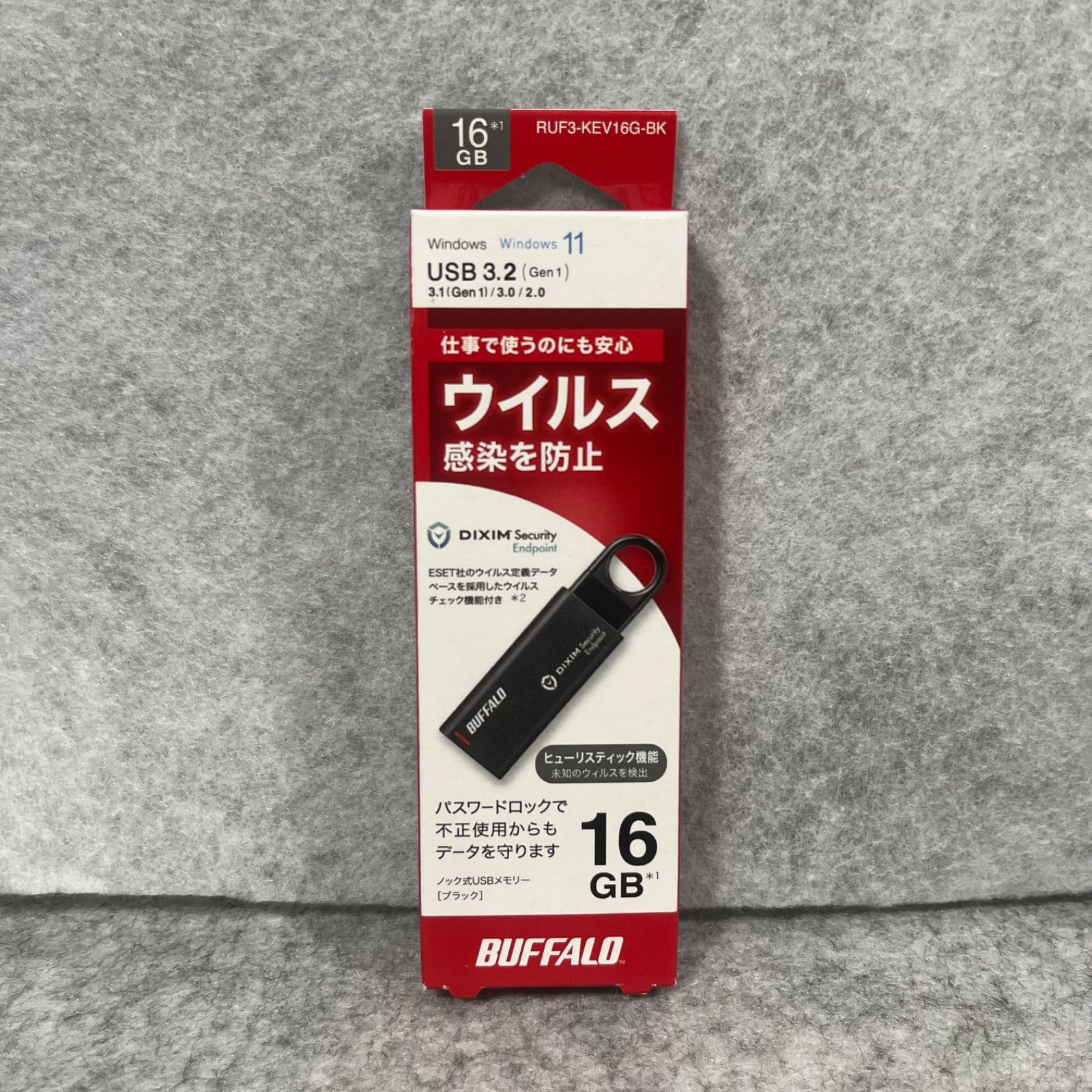 <サG3> 11個セット バッファロー セキュリティー USBメモリー 16GB USB3.2Gen1 DiXiM Security Endpo RUF3-KEV16G-BK