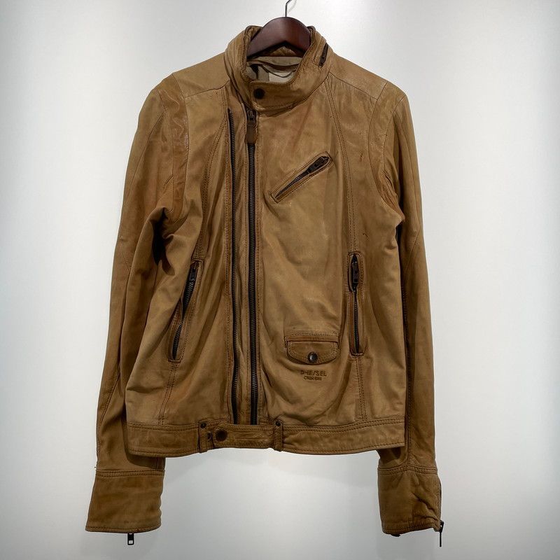 【現状渡し品】 DIESEL ディーゼル RAM LEATHER DOUBLE BIKER JACKET ラムレザー ダブル バイカー ジャケット アウター 【141-260824-yo-04-teih】