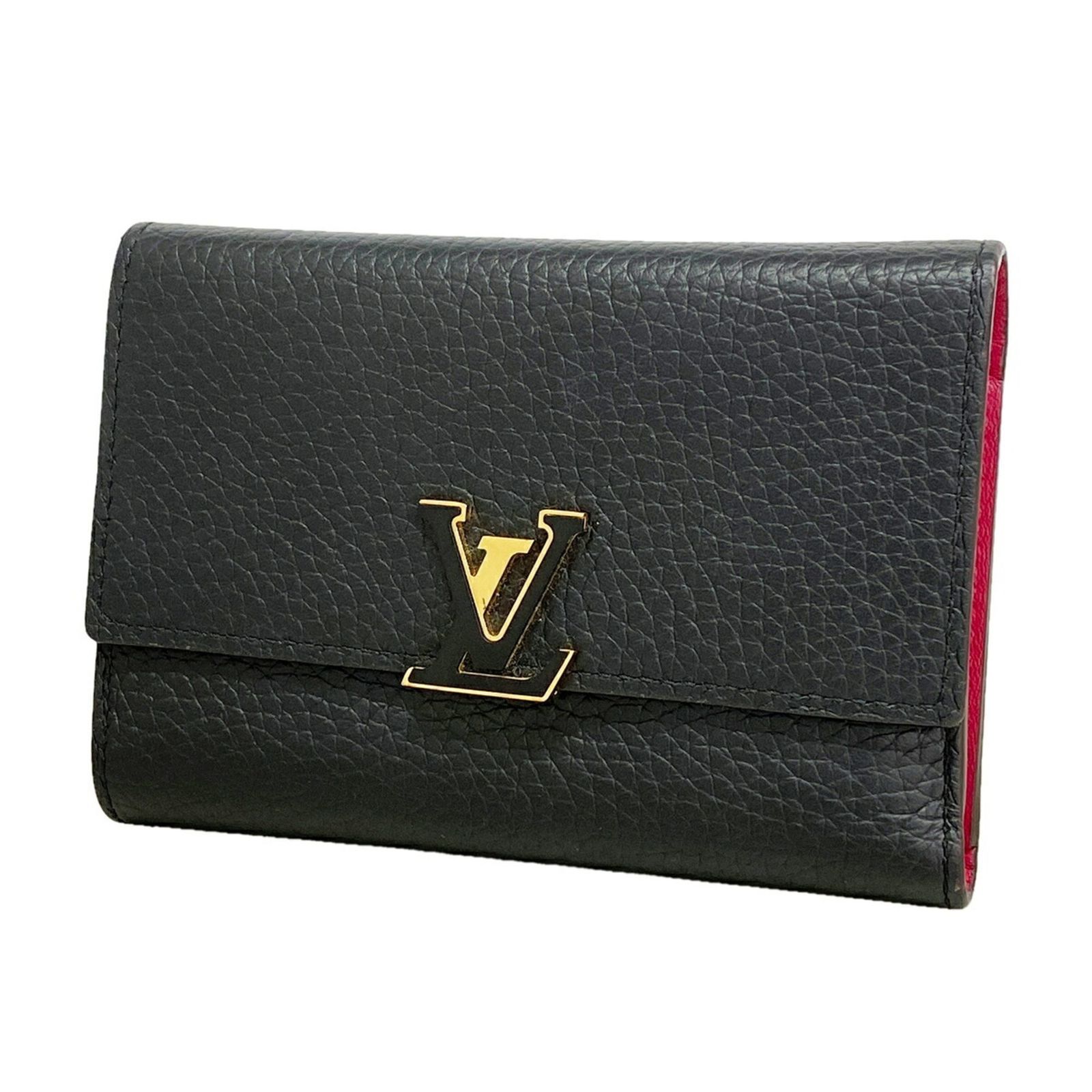 ルイ・ヴィトン(Louis Vuitton) ルイ・ヴィトン 三つ折り財布 トリヨン ポルトフォイユカプシーヌコンパクト M62157 ノワール ホットピンクレディース
