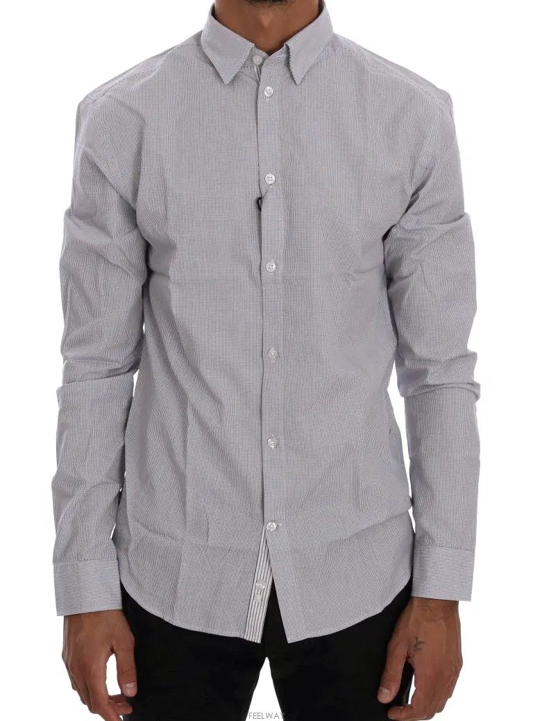 Frankie Morello blu small check shirt