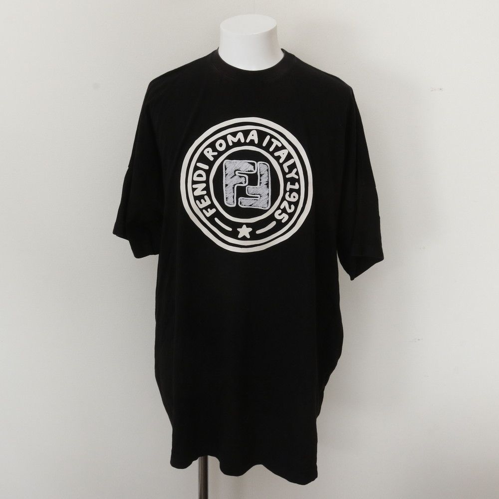 美品 フェンディ ホログラムシール/タグ付 オーバーサイズ 半袖 Tシャツ ブラック 洋服 トップス メンズ レディース WBM EO27-2【中古】 9,984円