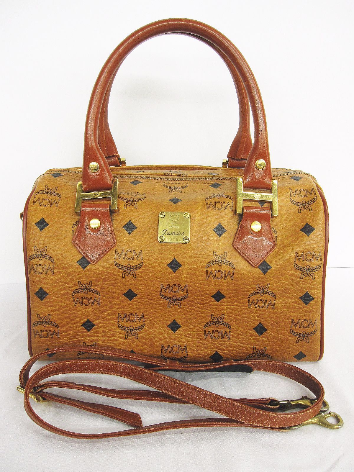 MCM 2WAY ハンドバッグ ショルダーバッグ ブラウン系 ヴィセトス柄 総柄 ミニ ボストンバッグ LF0052-0824-1