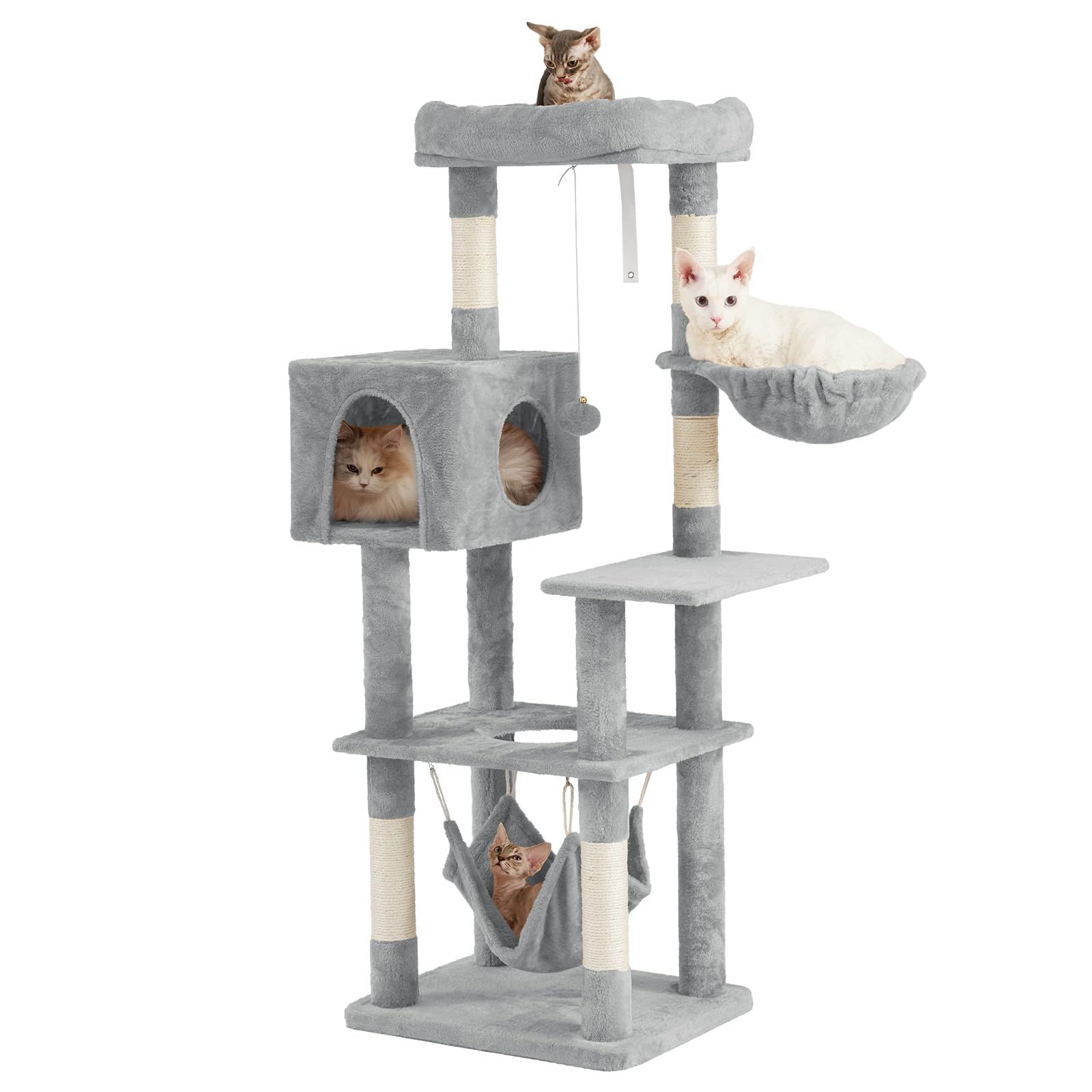 AIFY キャットタワー 猫タワー 省スペース スリム 大型猫用 据え置き 多頭飼い 高さ140cm 安定強化構造 グレー | 天然麻紐 爪とぎ ハンモック 隠れ家 見晴らし台 おもちゃ付き コーナー対応 インテリアになじむ 組み立て簡単mt 1538ae3c 7,837円