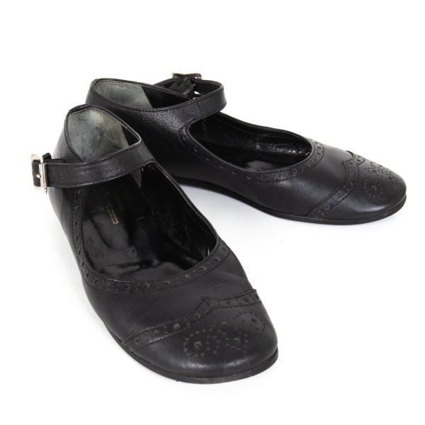 トリココムデギャルソンtricot COMME des GARCONS ウイングチップレザーメリージェーンシューズ 黒22.5