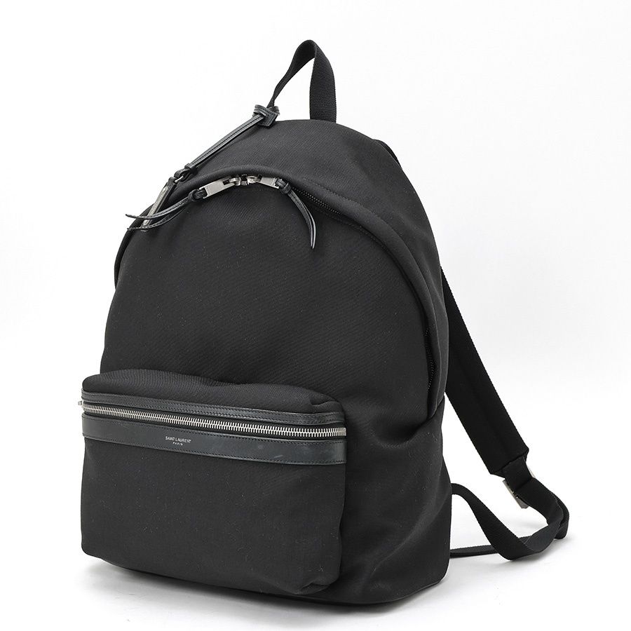 サンローラン / SAINT LAURENT　シティ バックパック / リュックサック　465448　キャンバス/レザー　ブラック 【中古】