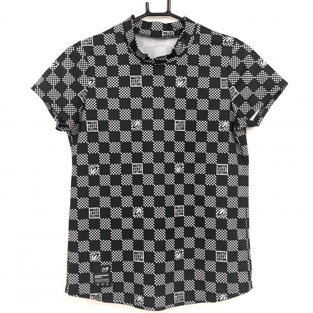 【超美品】マスターバニー 半袖ハイネックシャツ 黒×白 総柄 ブロックチェック レディース 1(M) ゴルフウェア MASTER BUNNY EDITION 7,084円