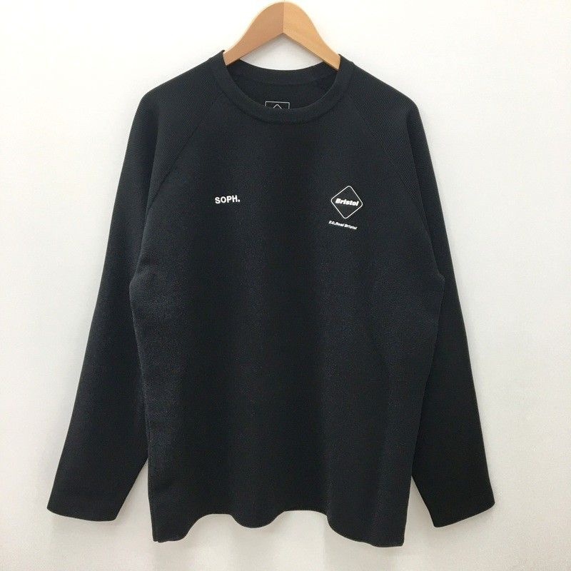 F.C.Real Bristol エフシーレアルブリストル テックニットロングスリーブトップ FCRB-260024 美品 XLサイズ ジャージ風 クルーネック カジュアル メンズ ブラック トップス ★SS1878