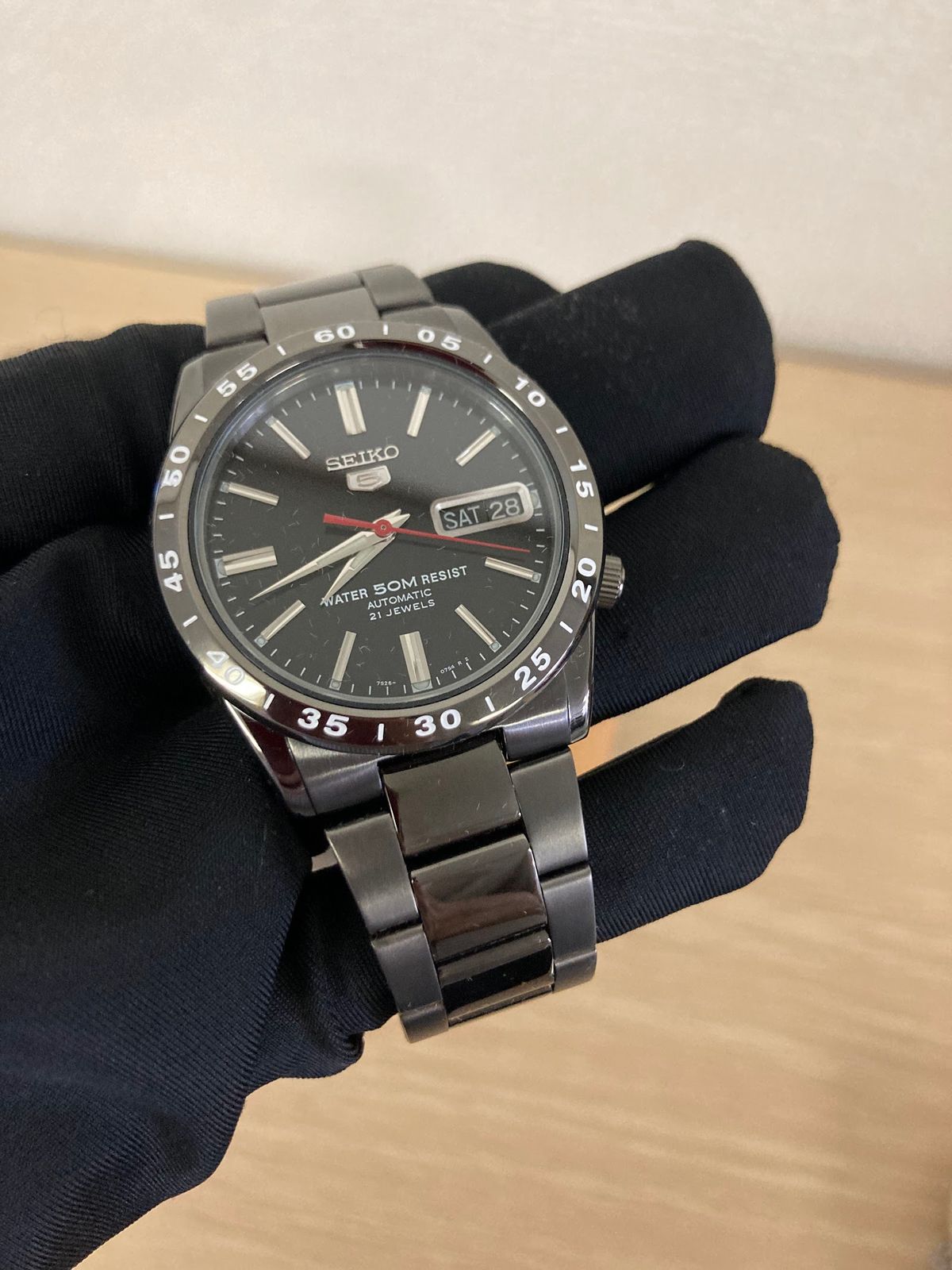 ％ 【稼働未確認】SEIKO セイコー 5 自動巻き 腕時計 ブラック 7S26 デイデイト 箱・保証書付【時計3】【2】