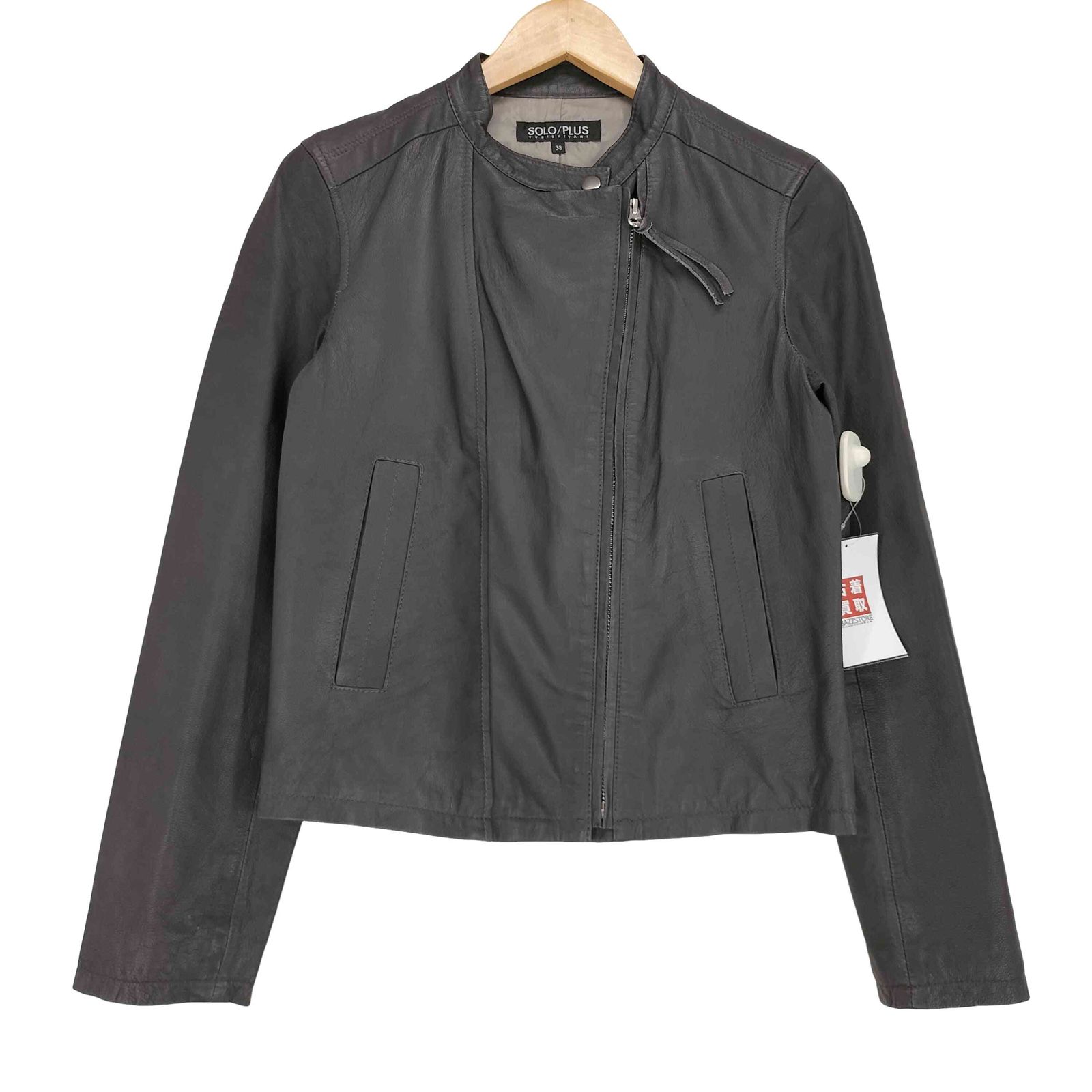 ユーズドフルギ USED古着 SOLO/PLUS ソロプラス lamb leather ラムレザー 羊革 スタンドカラー ダブル ライダース ジャケット レディース 38