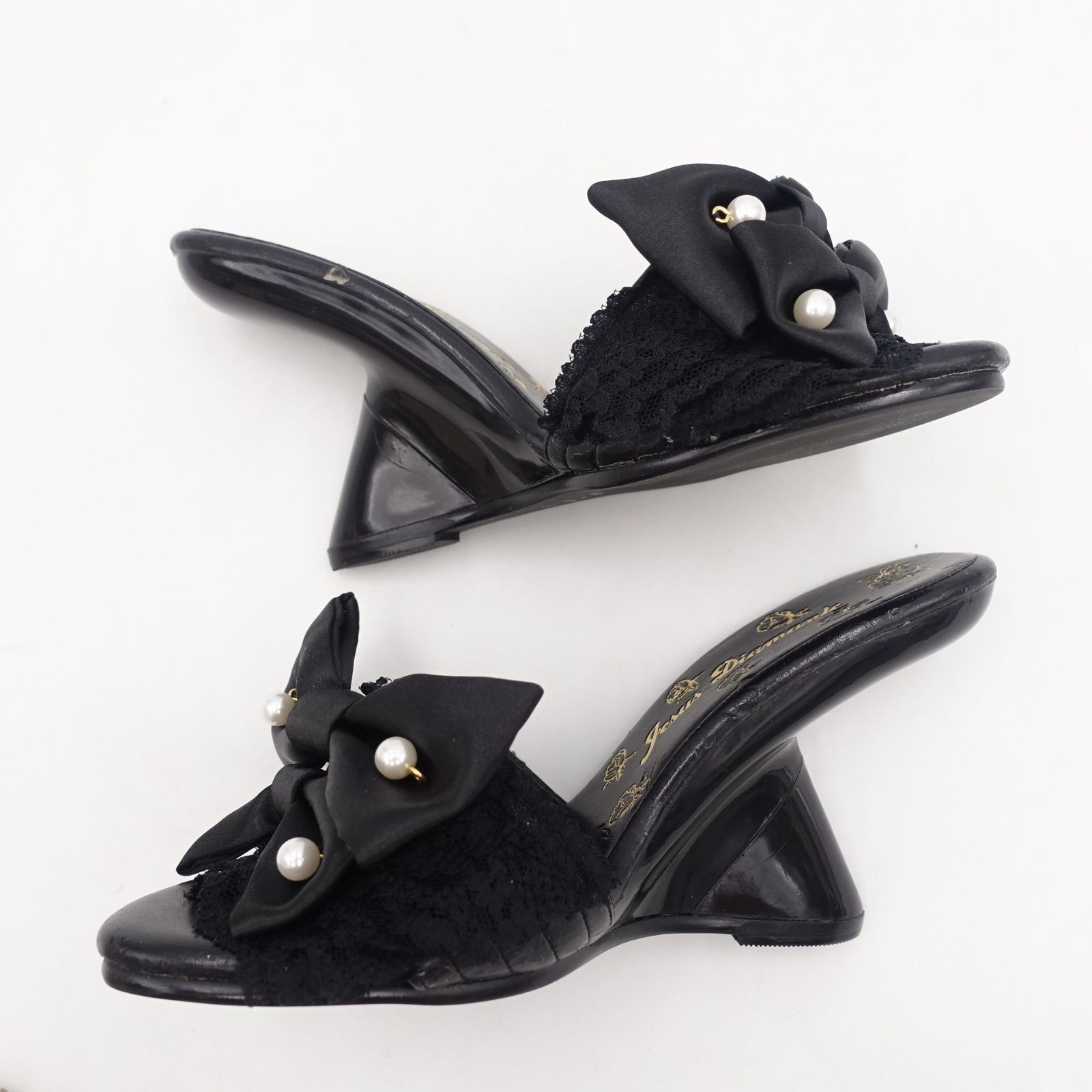 JESUS DIAMANTE パールレース サテンリボン ミュール S/22.5cm相当