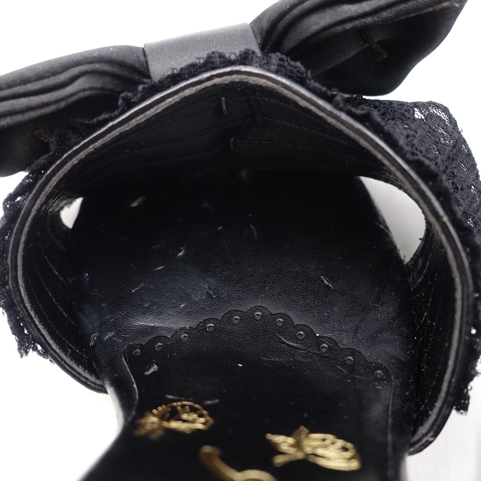 JESUS DIAMANTE パールレース サテンリボン ミュール S/22.5cm相当