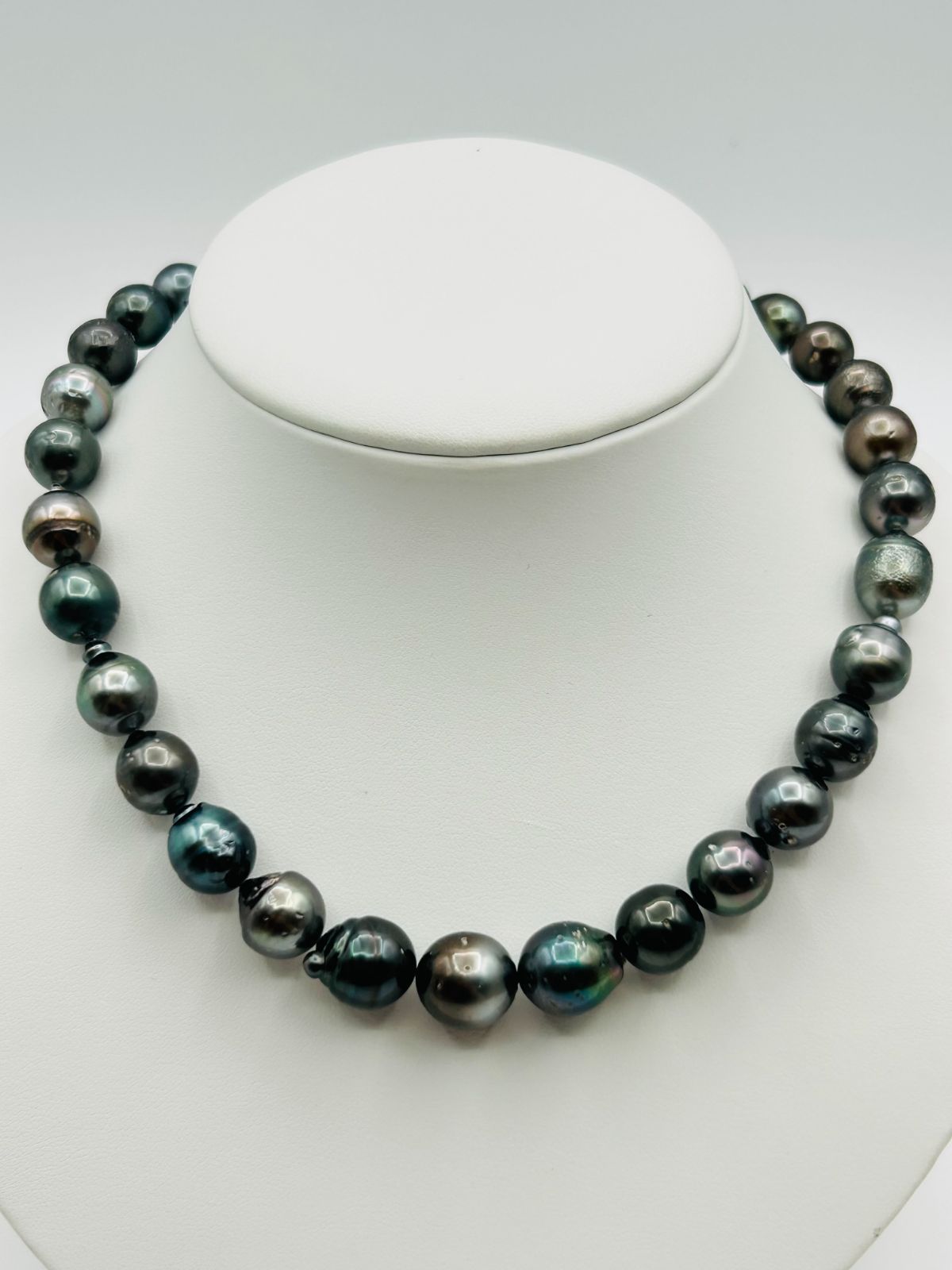 タヒチ 黒蝶 パール ネックレス 真珠 9.5~13.5mm BLACKPEARL 大渓地