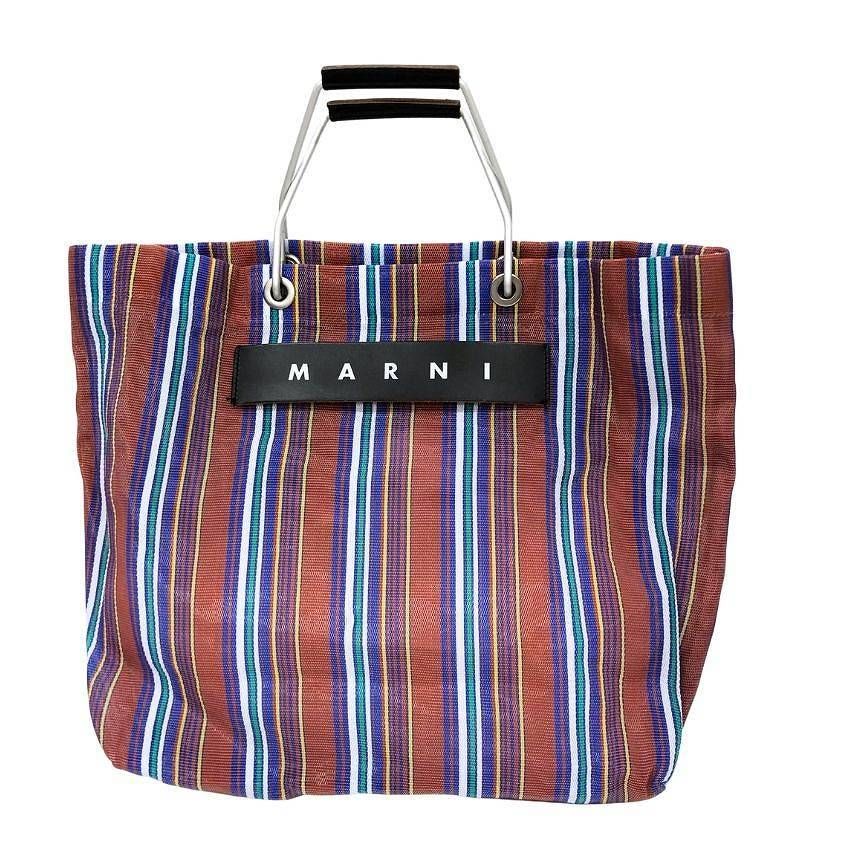MARNI FLOWER CAFE マルニ フラワー カフェ バッグ ストライプ トート バッグ SHMHR08A00 TN296 STM39 HENNE ヘナ ストライプ メッシュトート aq13350