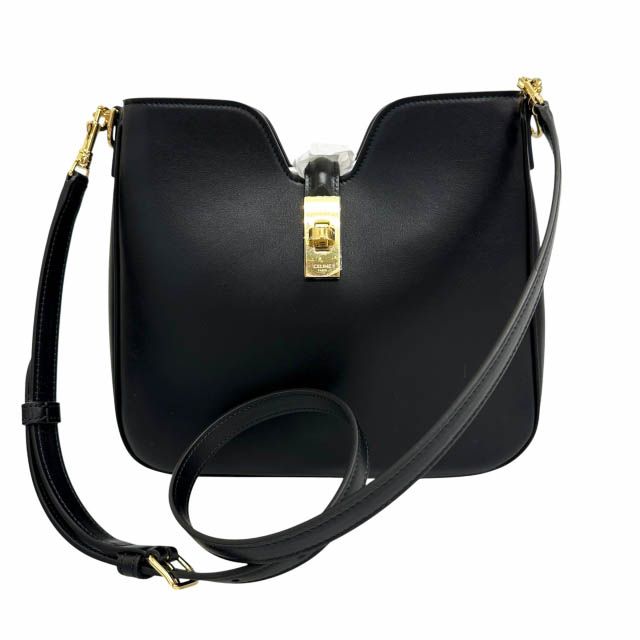 セリーヌ CELINE スモール カミーユ 16 セーズ ソフト スムース カーフスキン ショルダー バッグ 120693FX9 黒ブラック ブランド古着ベクトル 中古☆AA★▲■260824