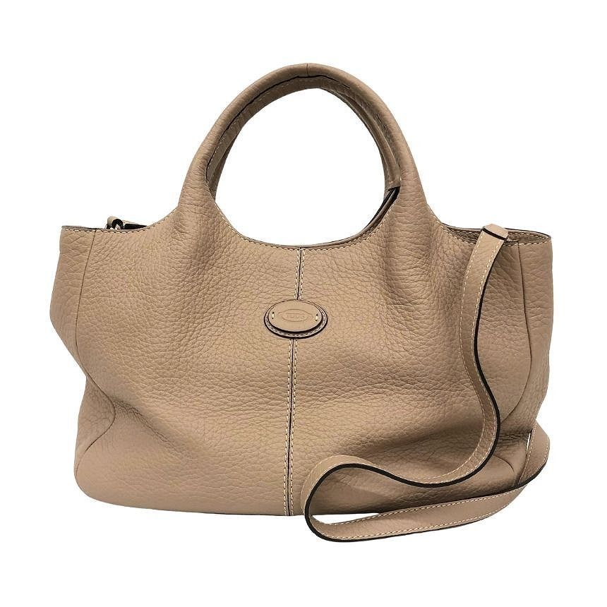TOD'S トッズ レザー 2WAY トートバッグ ショルダーバッグ ベージュ 美品 aq13330