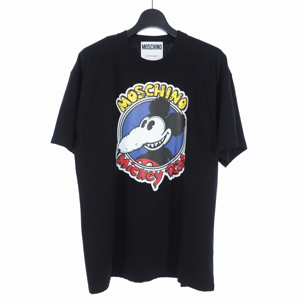 モスキーノ MOSCHINO 20SS ネズミプリント Tシャツ カットソー 半袖 S ブラック 黒 A0779