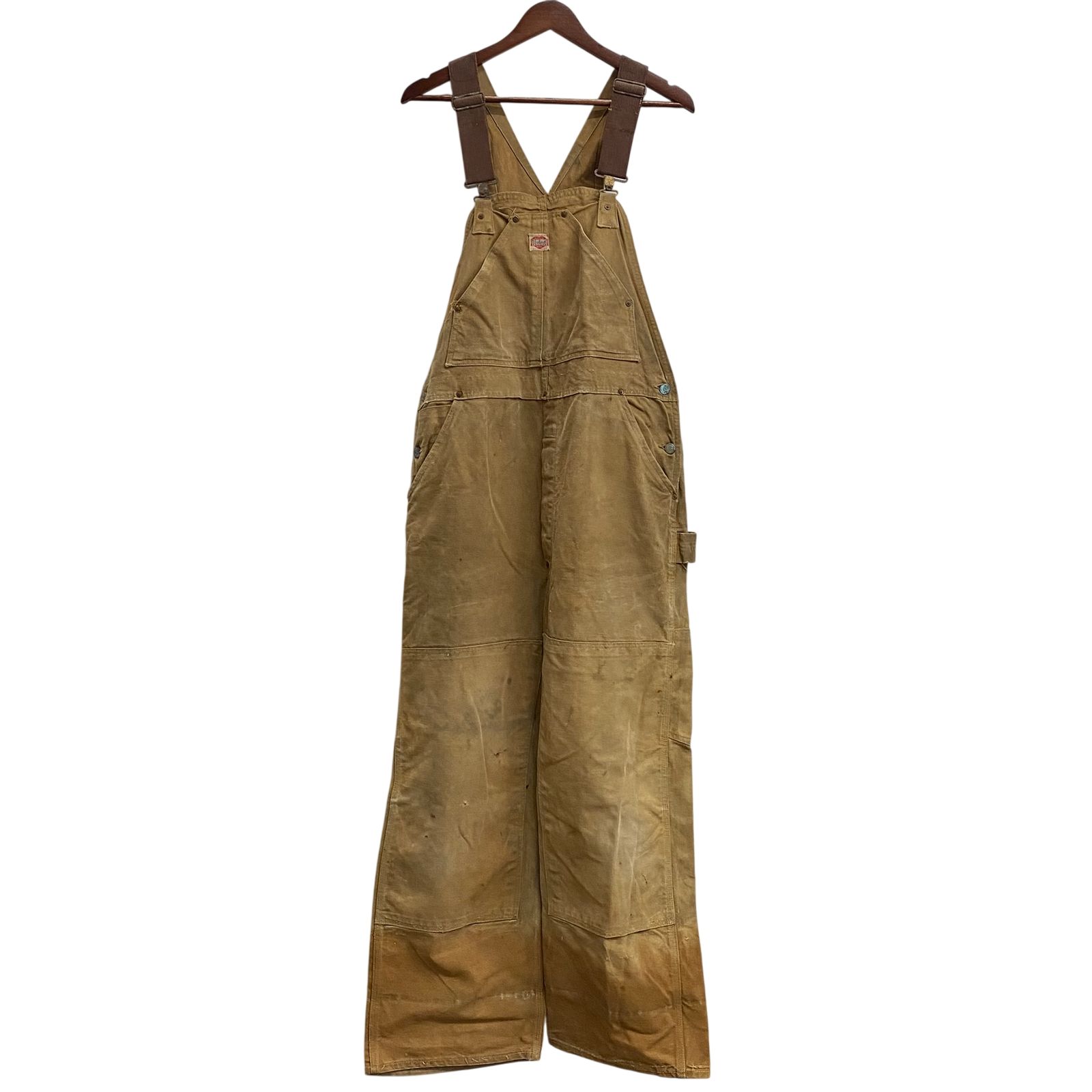 カーハート Carhartt 40's 50's ハートタグ ダック オーバーオール ダブルニー 実寸W39 つなぎ・オーバーオール ベージュ 201MB-1672 VB