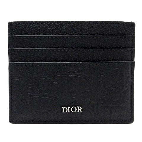ディオール DIOR グラビティ レザー カードホルダー カードケース オブリーク ブラック 黒 2ESCH135FLG H00N 美品 ☆AA★