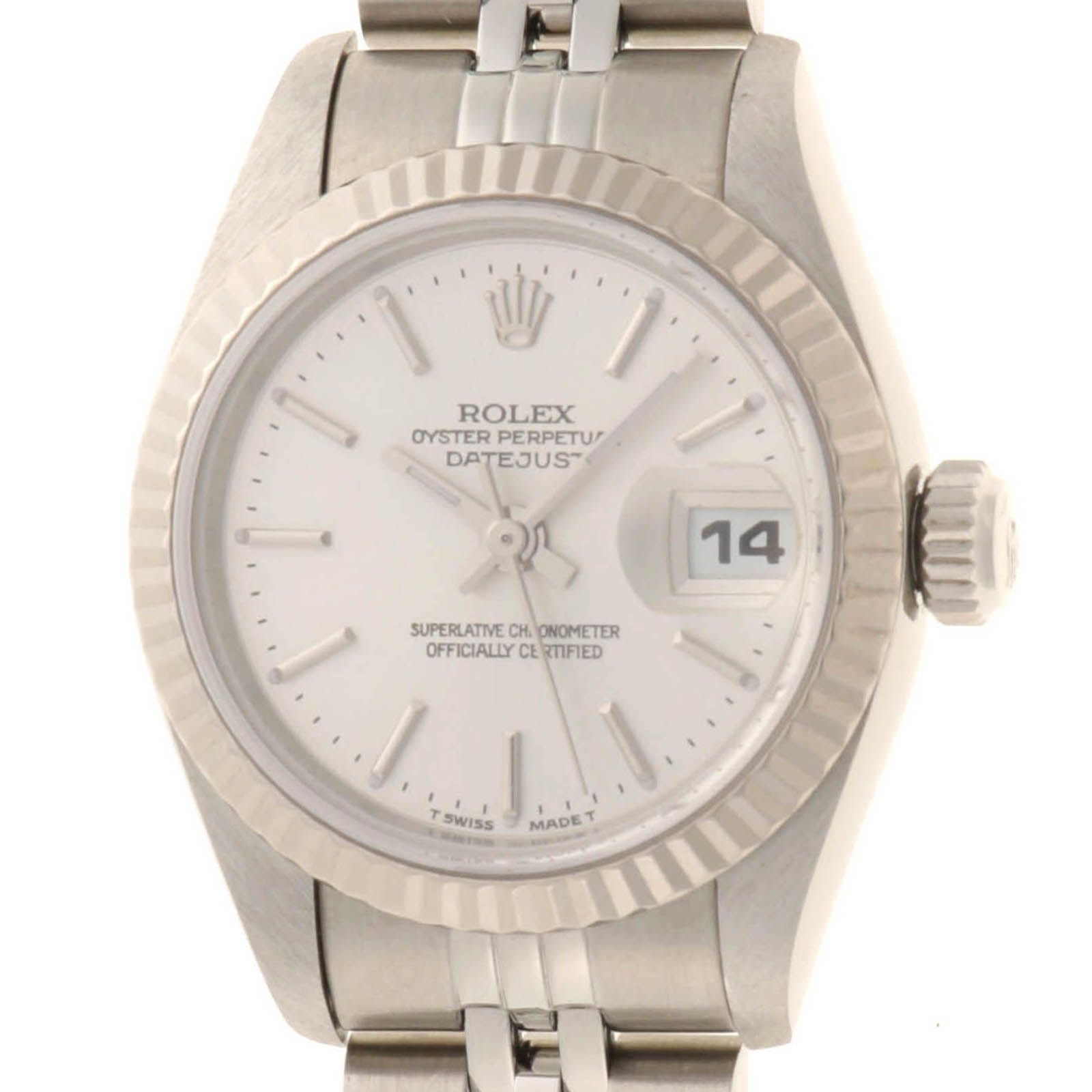 ROLEX ロレックス デイトジャスト 69174 腕時計 K18ホワイトゴールド K18WG シルバー 自動巻き レディース 保証書あり【中古】436 383,576円