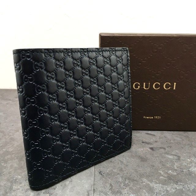 美品 GUCCI 150413 マイクログッチシマ 二つ折り財布 箱付 119 28,210円