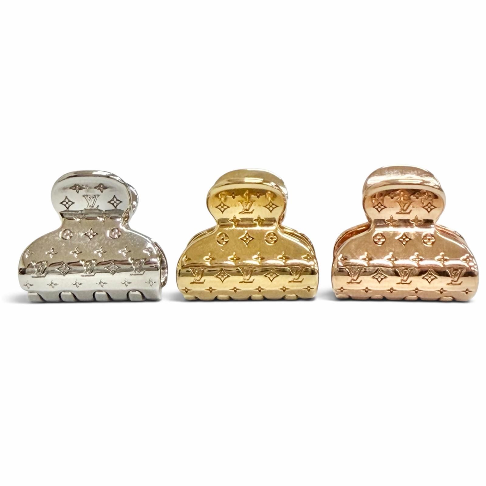 極美品△LOUIS VUITTON ルイヴィトン M68940 アクセソワール シュブ ナノグラム PM ヘアクリップ ヘアアクセサリー 3カラー 伊製 箱付き