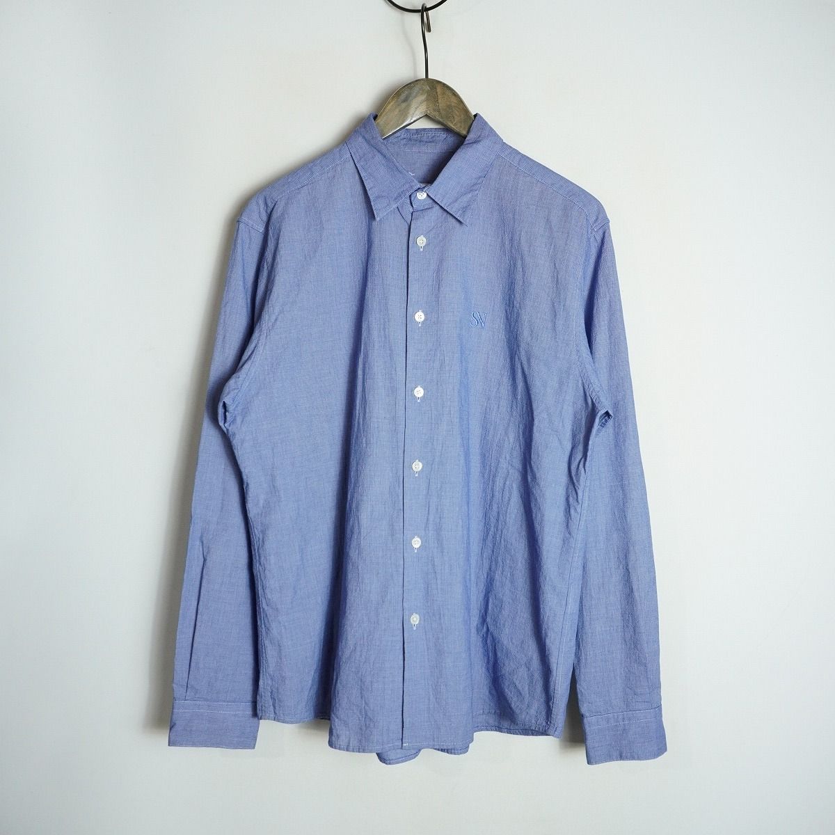 美品 25AW SOPHNEＴソフネット ボイル ワッシャー レギュラー フィット 長袖 シャツ SPNT-252056 青 サイズ2 5413Q★4