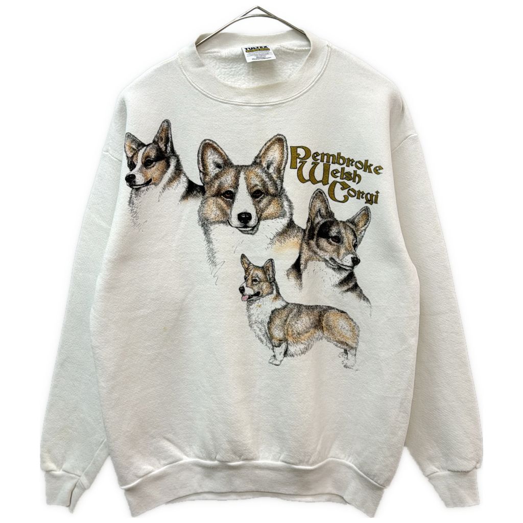 90年代 アニマルプリント 犬 ウェルシュ・コーギー・ペンブローク スウェット(メンズ M)中古 古着 Y8618