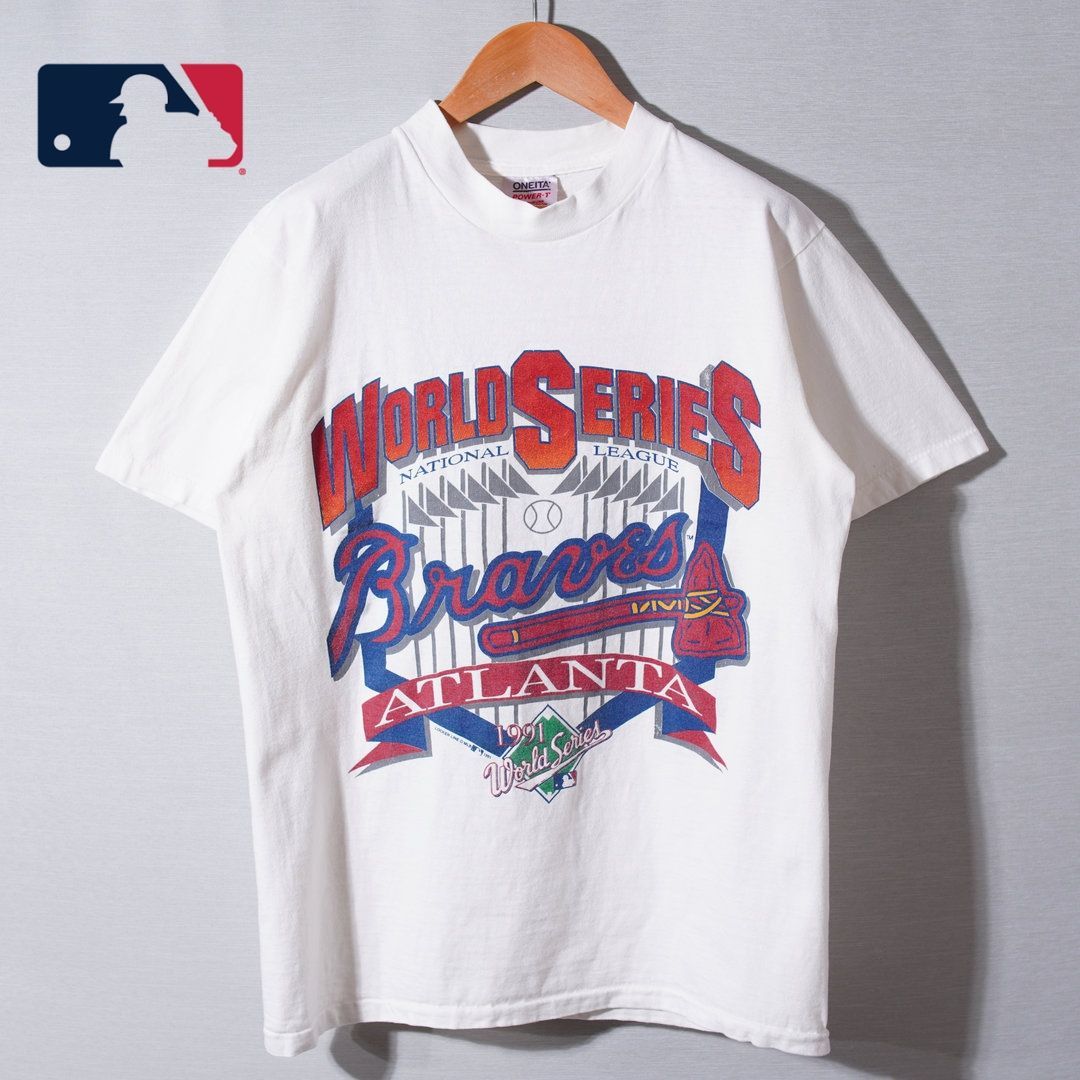 90s USA製 1991年製 MLB アトランタ・ブレーブス Tシャツ L ホワイト