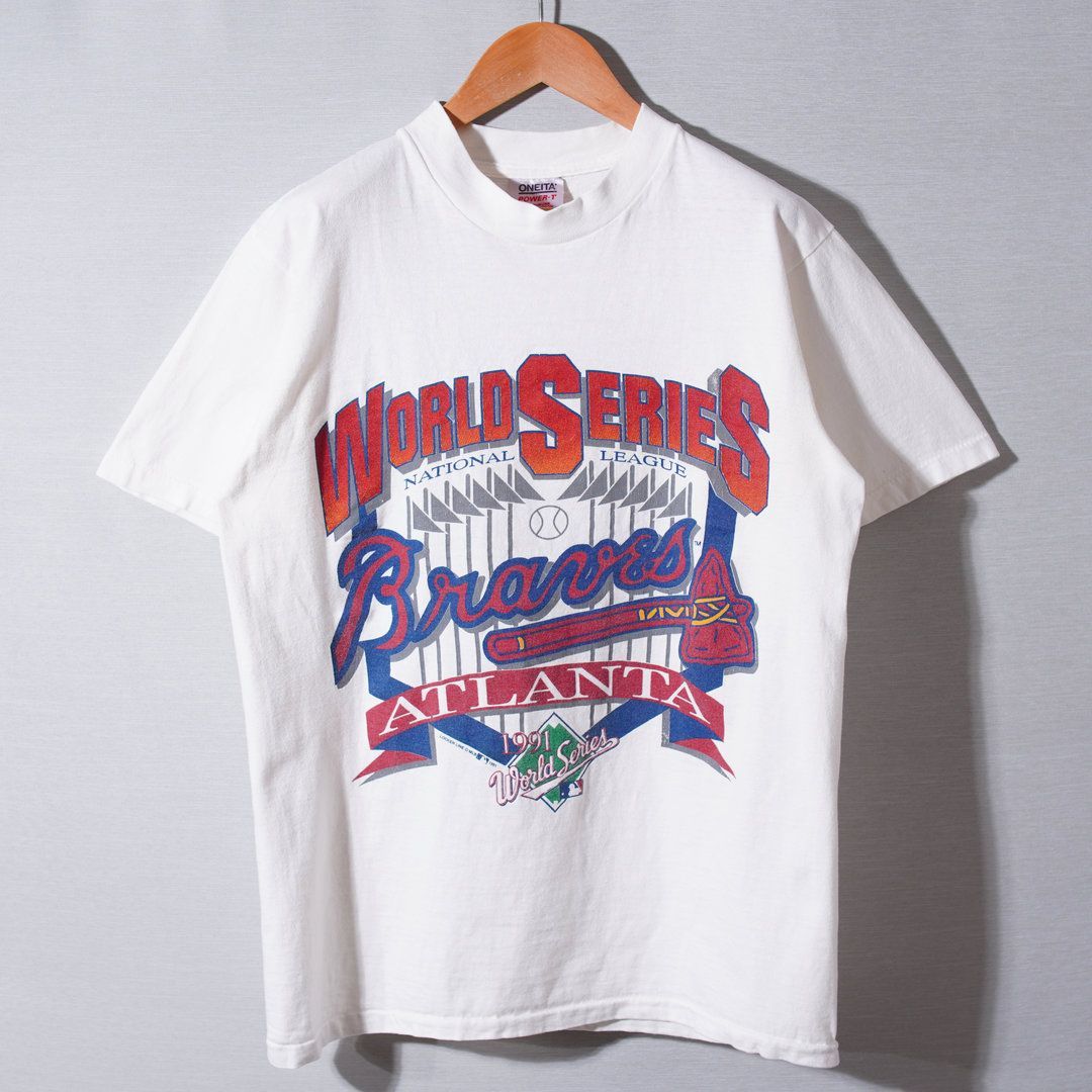 90s USA製 1991年製 MLB アトランタ・ブレーブス Tシャツ L ホワイト