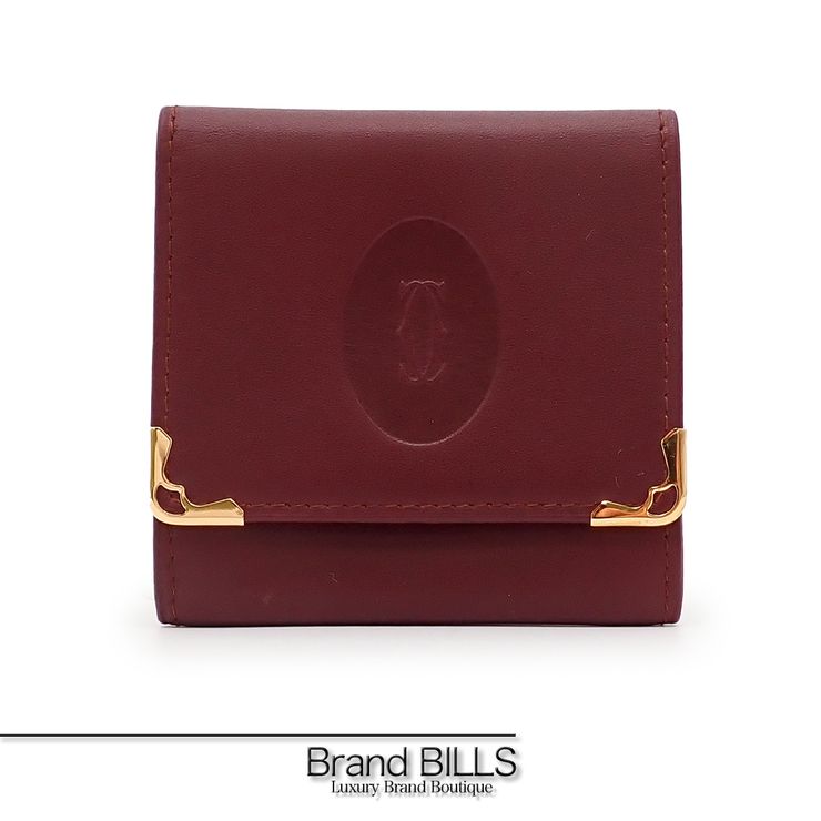 美品 Cartier カルティエ マストライン コインケース 小銭入れ 73184184 スクエア レザー ボルドー ゴールド金具 レディース