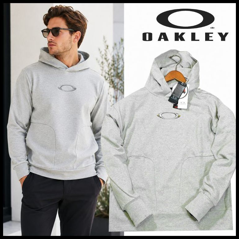 新品 定価19,800円 オークリー フーディー パーカー XL グレー 赤ラベル 日本製 4WAYストレッチ 吸汗速乾 OAKLEY Rs Veil 1975 Japan Fleece Hoodieメンズ