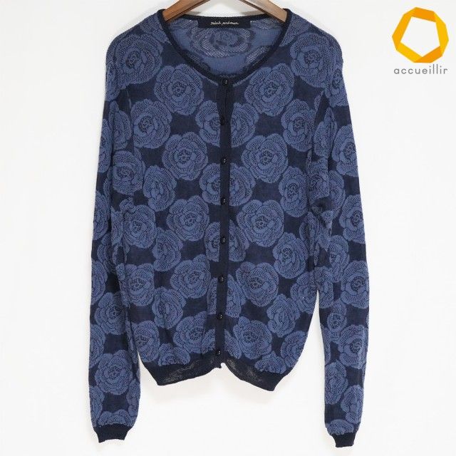 #anc ミナペルホネン minaperhonen カーディガン 38 青 花柄 ニット レース 麻混 レディース [1018415] 18,750円