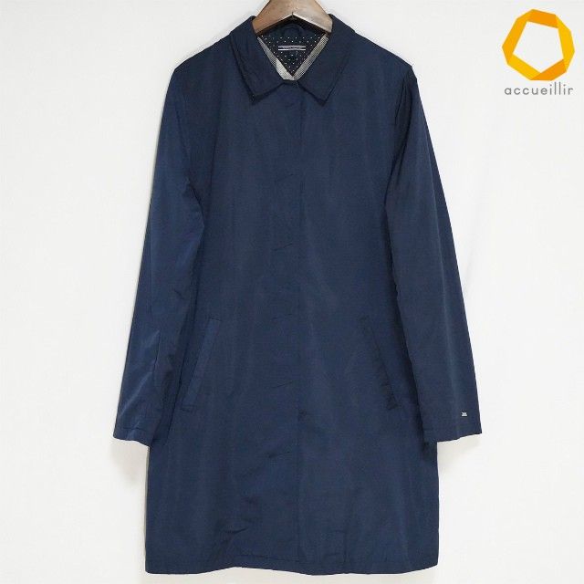 #anc トミーヒルフィガー TOMMY HILFIGER コート M 紺 無地 ロング レディース [1031098]