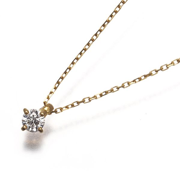 エテ ネックレス ダイヤ ダイヤモンド 0.06ct 一粒 K18YG #199486
