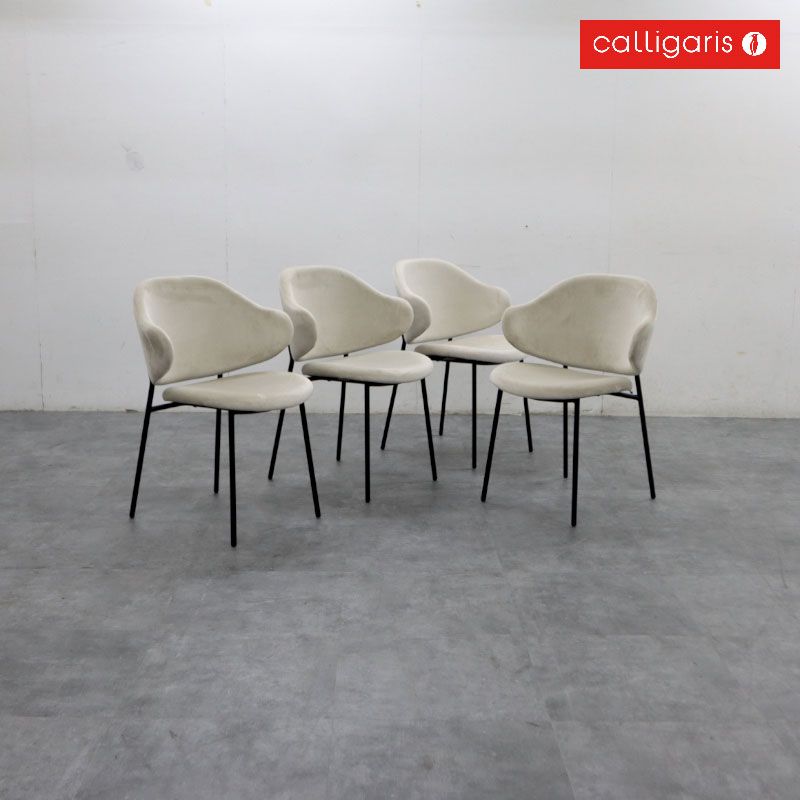 Calligaris カリガリス HOLLY ホリー ダイニングチェア セミアームチェア/ハーフアームチェア ファブリック 4脚セット 27万 60,500円