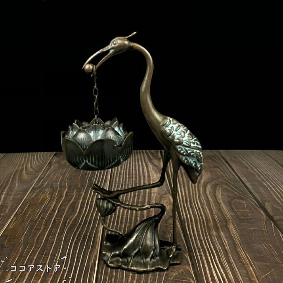 鶴の蓮華炉 香炉 香道具 工芸品 美術品 置物
