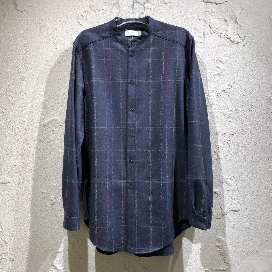 amachi. 22AW Gradation Grid Shirt スタンドカラーウールシャツ 5