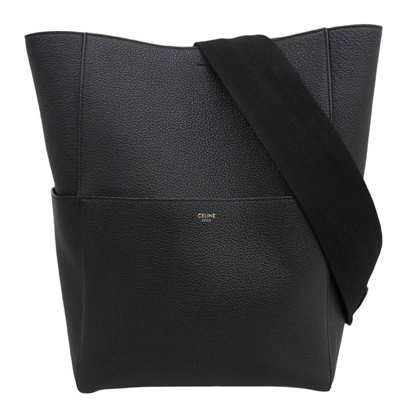 セリーヌ CELINE サングルバケット ショルダーバッグ レザー ブラック 中古 新入荷 OB2954