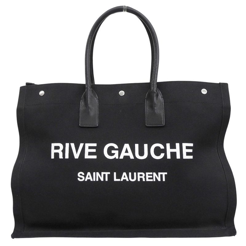 サンローランパリ SAINT LAURENT リヴゴーシュ トートバッグ キャンバス/レザー ブラック 509415 中古 新入荷 OB2952