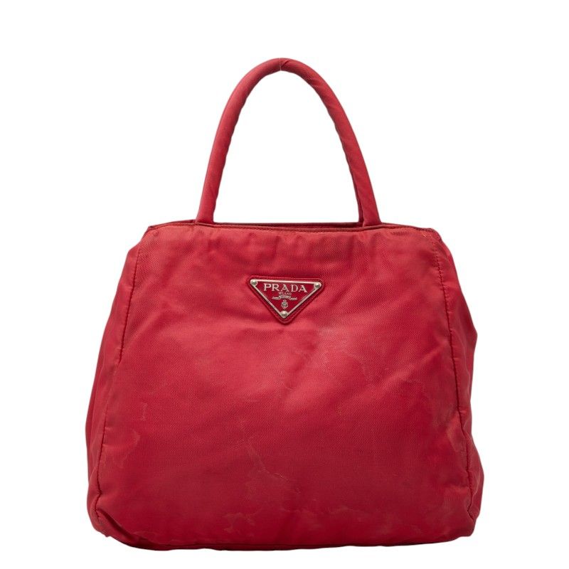 プラダ 三角ロゴプレート ハンドバッグ ピンク ナイロン レディース PRADA【1-0270774】