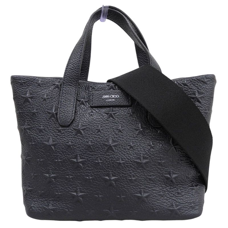 ジミーチュウ JIMMY CHOO スターエンボス 2WAYバッグ ハンドバッグ ショルダーバッグ レザー ネイビー 中古 新入荷 OB2934