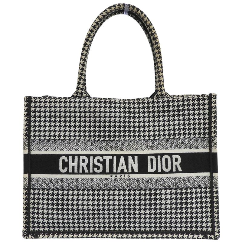 ディオール CHRISTIAN DIOR ブックトート ミディアム トートバッグ キャンバス ホワイト/ブラック 中古 新入荷 OB2930
