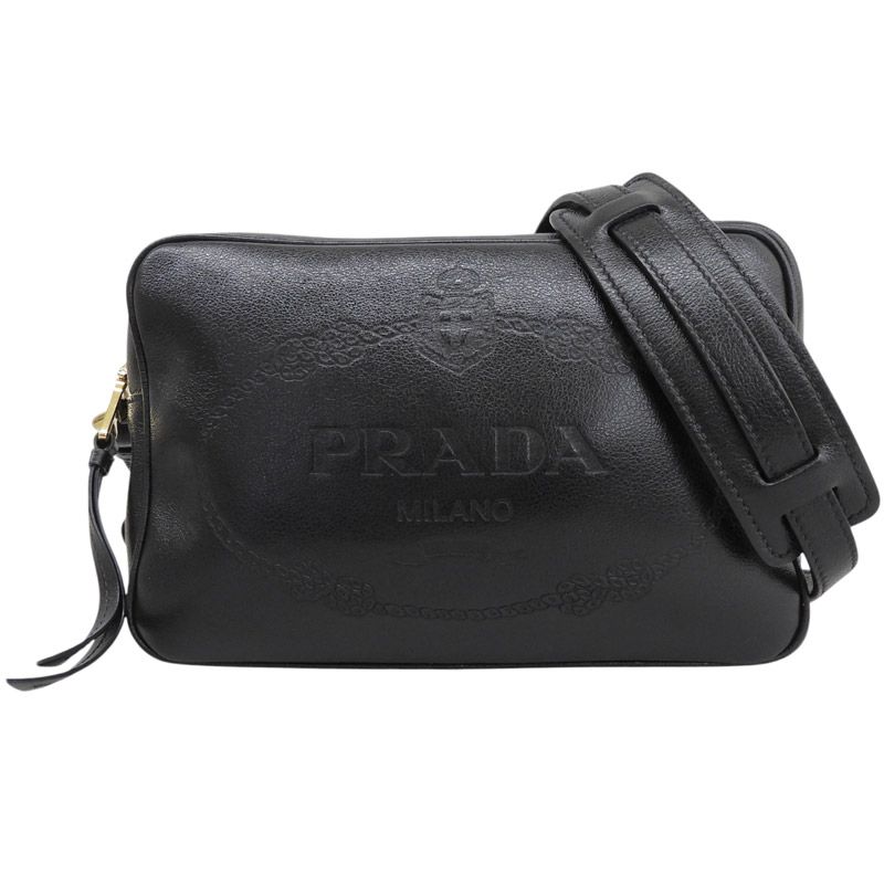 プラダ PRADA ショルダーバッグ 斜め掛けショルダー レザー ブラック 1BH089 中古 新入荷 OB2937 85,800円