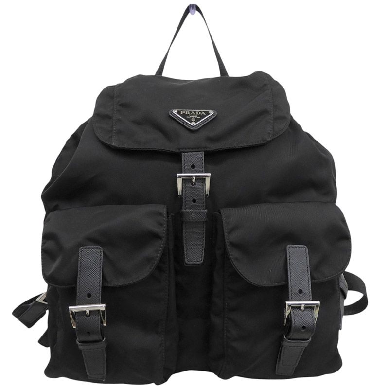 プラダ PRADA バックパック リュックサック ナイロン/サフィアーノ レザー ブラック 1BZ811 中古 新入荷 OB2919