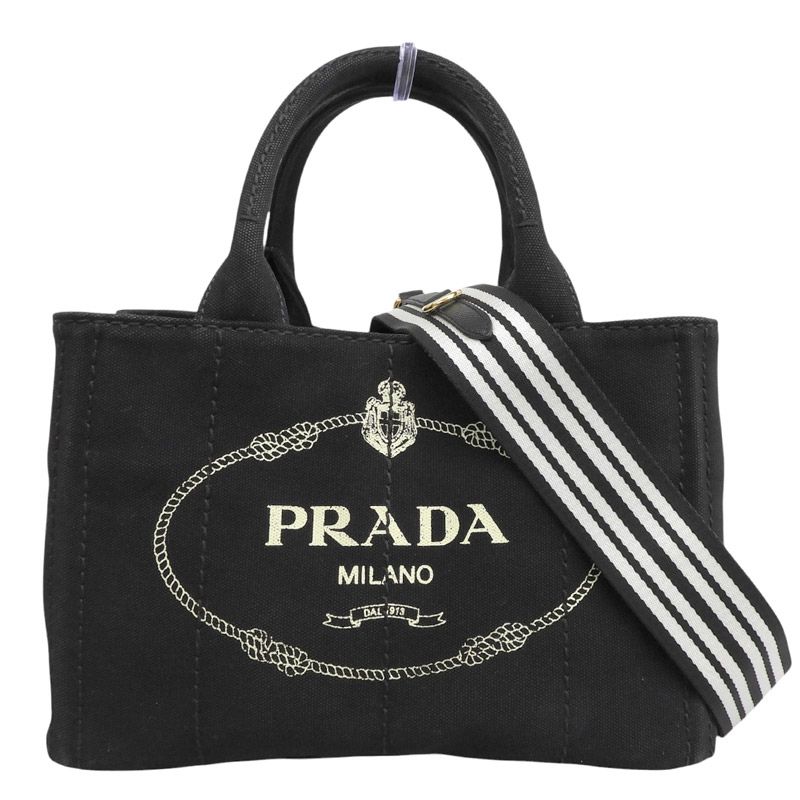 プラダ PRADA カナパ 2WAYバッグ トートバッグ ショルダーバッグ キャンバス ブラック 1BG439 中古 新入荷 OB2921 59,400円