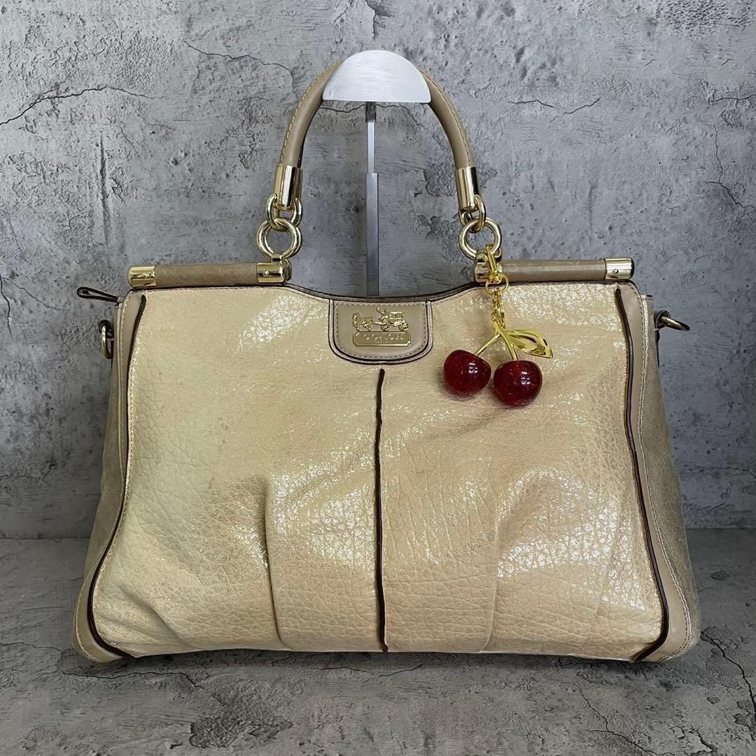 美品　COACH Y2K Madison Python Gold Bag　コーチ　ハンドバッグ　マディソン　パイソン　レザー　金色　ゴールド