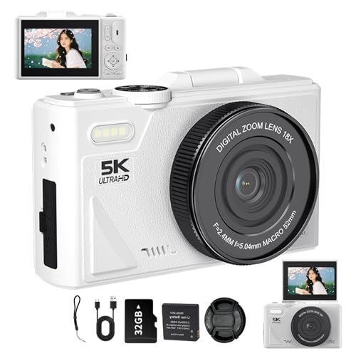 ★新品★デジタルカメラ 5K録画 デジカメ 7500万画素 WIFI転送機能 スマホに送れる180度回転可能ディスプレイ 32GBカード付き 18倍デジタルズーム オートフォーカス機能 軽量 携帯便利 ポケットカメラ 学生 初心者 修学旅行 dd12d80a 10,650円